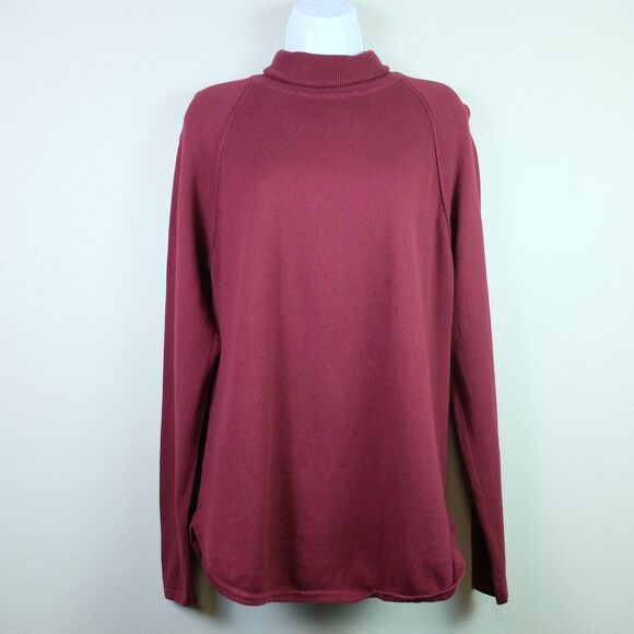 Jeanne Pierre Dark Crimson Long Sleeve Turtleneck Size Large - Picture 1 of 6